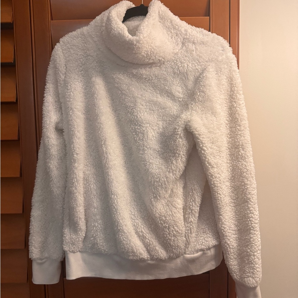 Lukka White Cowl Neck Sherpa Sweater